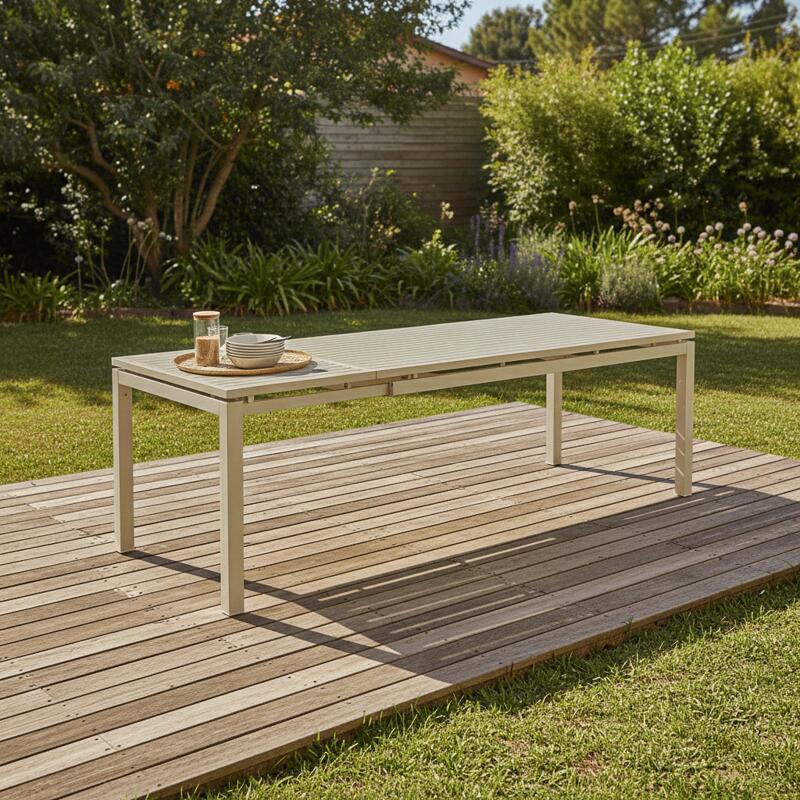 Table de jardin extensible en aluminium 8 à 10 personnes 180/240x90 cm
