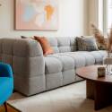 Canapé 3 places en tissu avec pouf