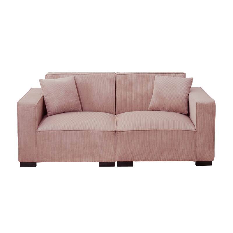 Canapé 2 places en velours côtelé avec coussins (3/8)