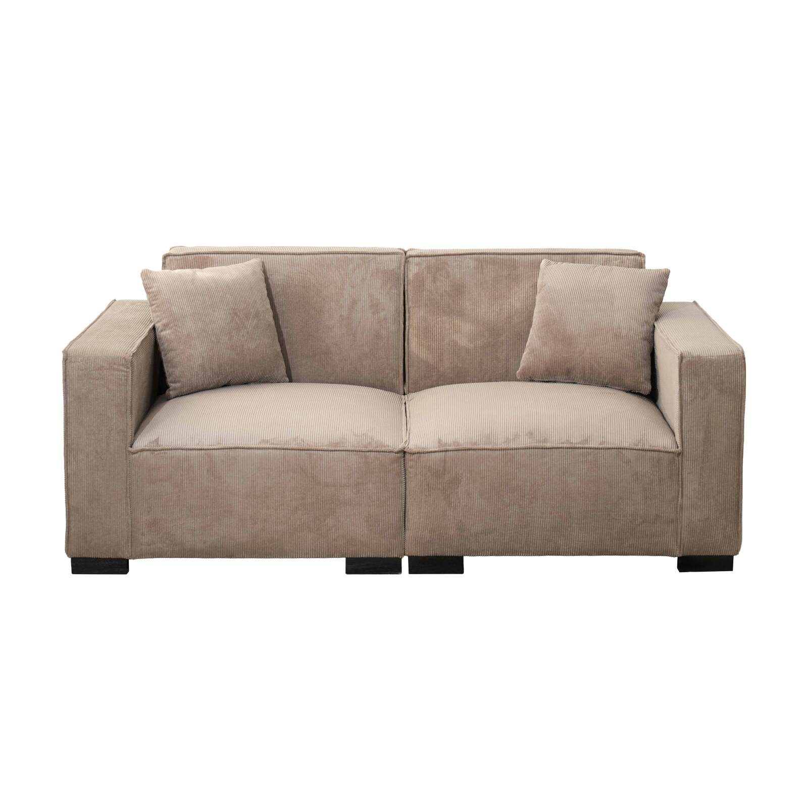 Canapé 2 places en velours côtelé avec coussins