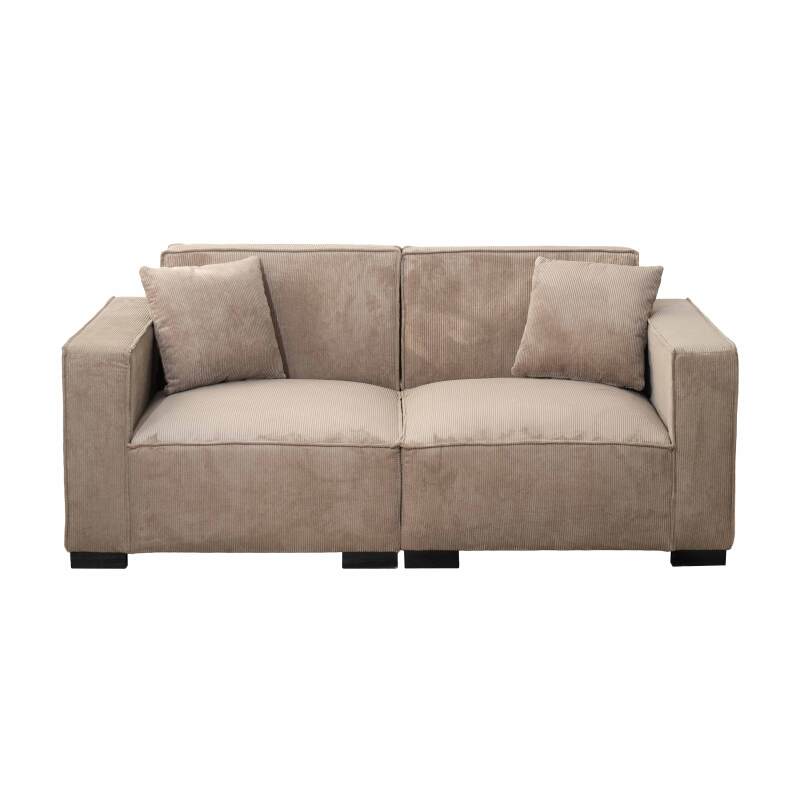 Canapé 2 places en velours côtelé avec coussins (3/6)