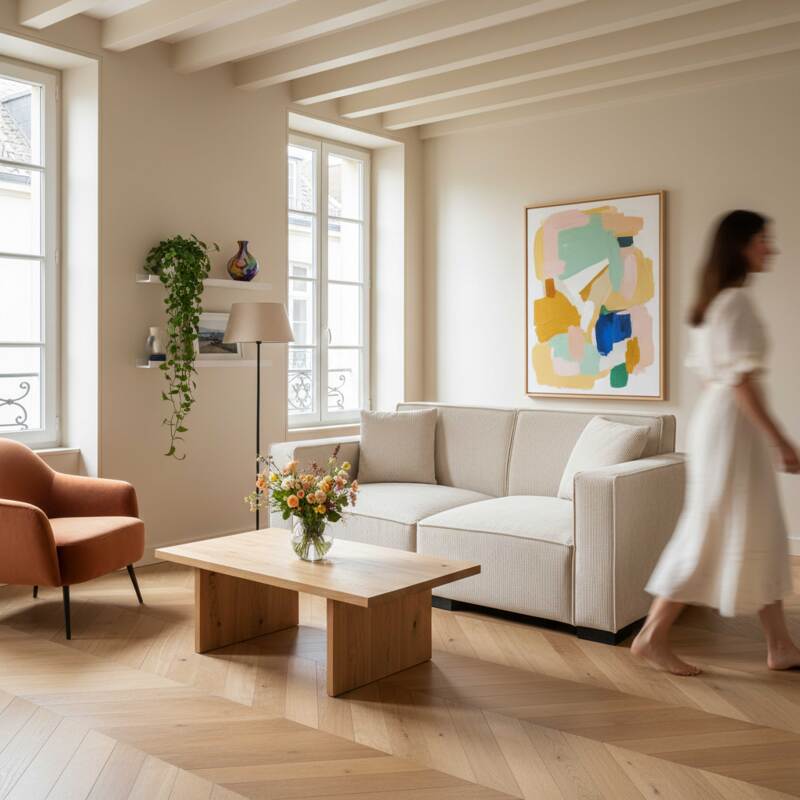 Canapé 2 places en velours côtelé avec coussins