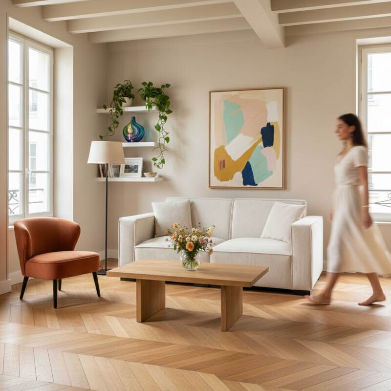 Canapé 2 places en velours côtelé avec coussins (7/8)