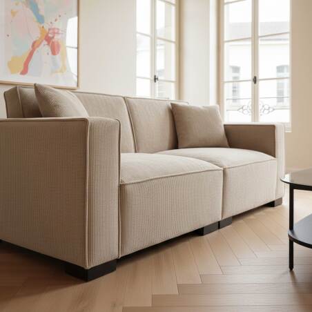 Canapé 2 places en velours côtelé avec coussins (2/6)