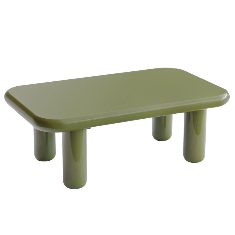 Table basse effet laqué rectangulaire 100x60 cm style rétro 