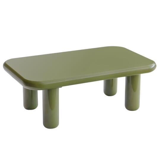 Table basse effet laqué rectangulaire 100x60 cm style rétro 