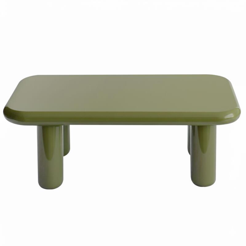 Table basse effet laqué rectangulaire 100x60 cm style rétro  (3/4)
