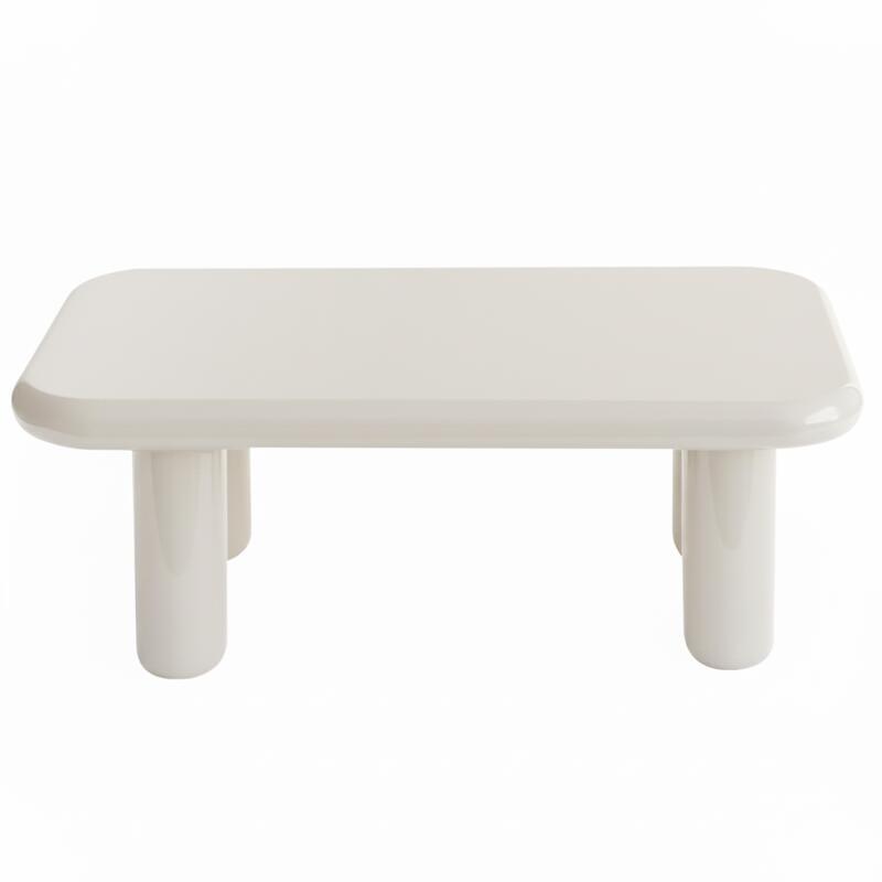 Table basse effet laqué rectangulaire 100x60 cm style rétro  (3/4)