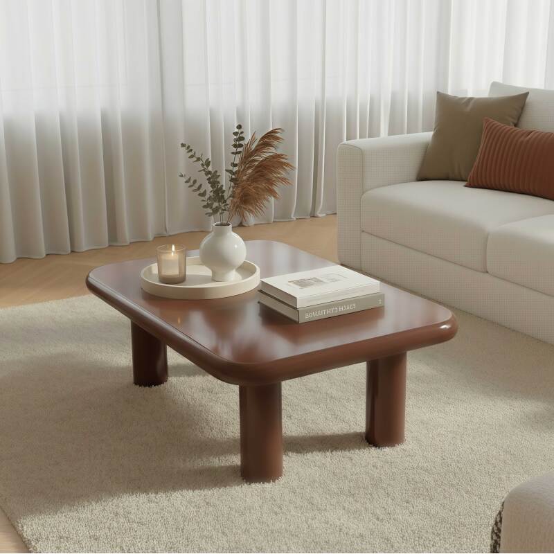 Table basse effet laqué rectangulaire 100x60 cm style rétro  (2/4)