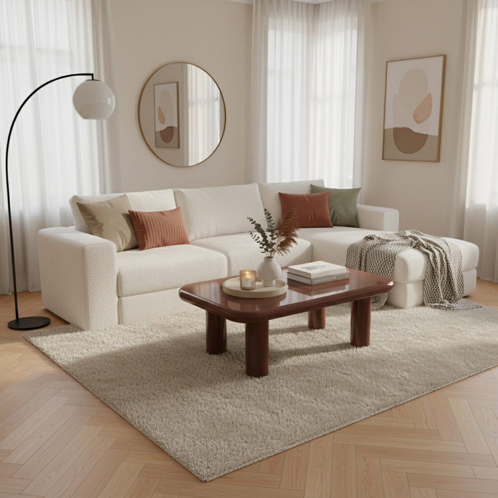 Table basse effet laqué rectangulaire 100x60 cm style rétro 