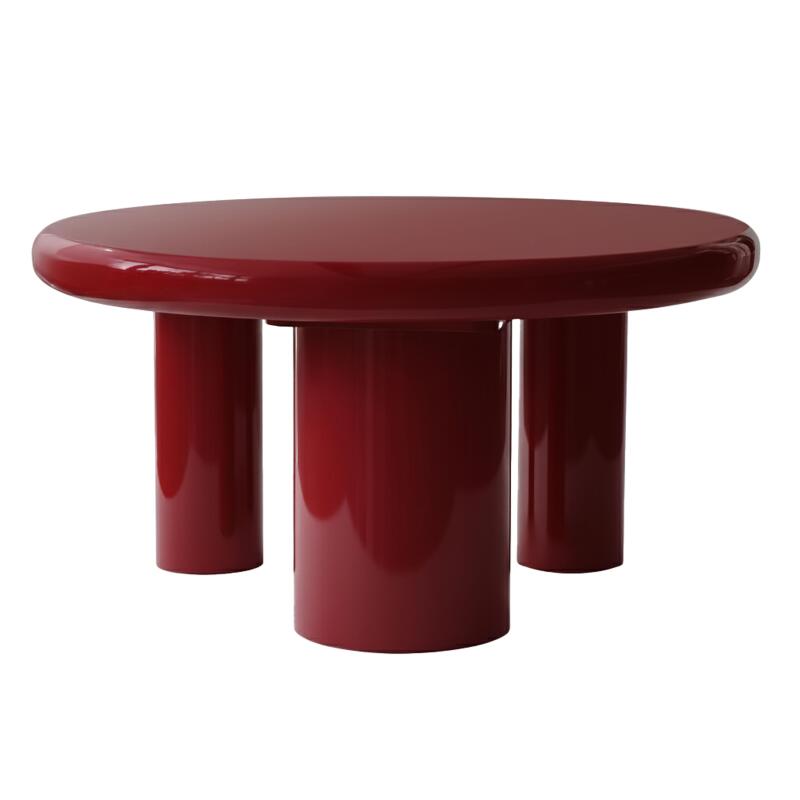 Table basse effet laqué ronde Ø70 cm style rétro   (3/4)