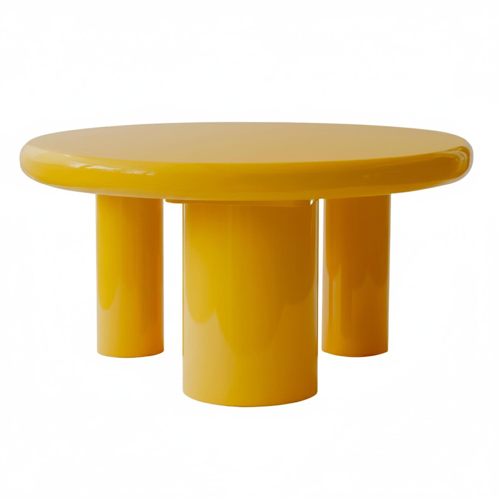 Table basse effet laqué ronde Ø70 cm style rétro  