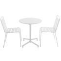Table de jardin bistrot ronde inclinable en métal avec pied encastrable Ø70 cm et 2 chaises