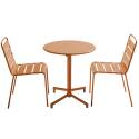Table de jardin bistrot ronde inclinable en métal avec pied encastrable Ø70 cm et 2 chaises