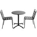 Table de jardin bistrot ronde inclinable en métal avec pied encastrable Ø70 cm et 2 chaises