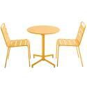 Table de jardin bistrot ronde inclinable en métal avec pied encastrable Ø70 cm et 2 chaises