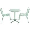 Table de jardin bistrot ronde inclinable en métal avec pied encastrable Ø70 cm et 2 chaises