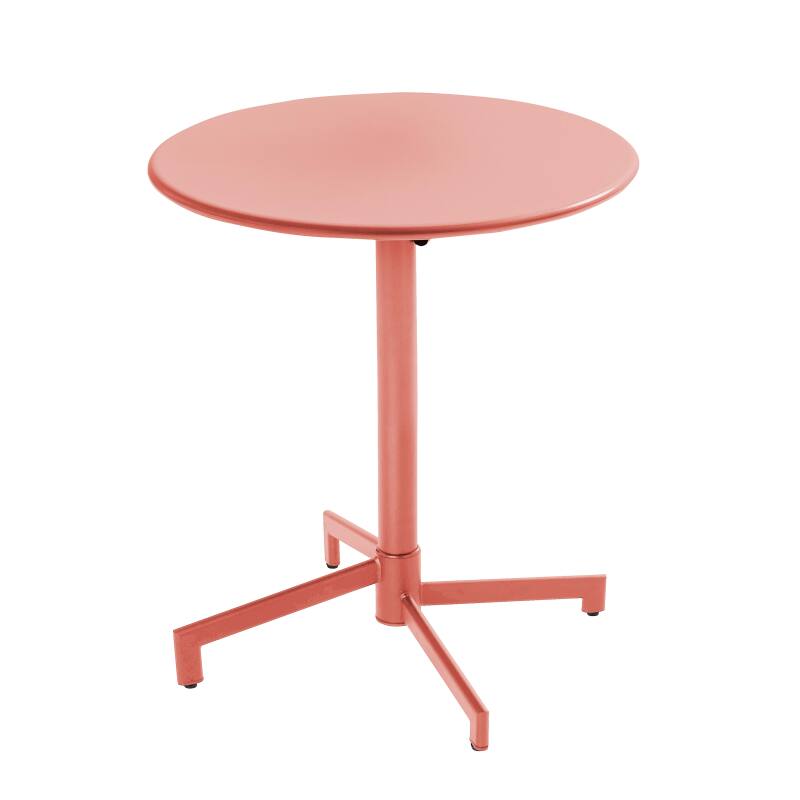 Table de jardin bistrot ronde inclinable en métal avec pied encastrable Ø70 cm et 2 chaises