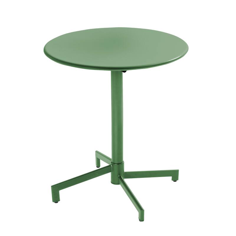 Table de jardin bistrot ronde inclinable en métal avec pied encastrable Ø70 cm et 2 chaises