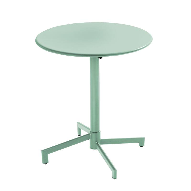 Table de jardin bistrot ronde inclinable en métal avec pied encastrable Ø70 cm et 2 chaises