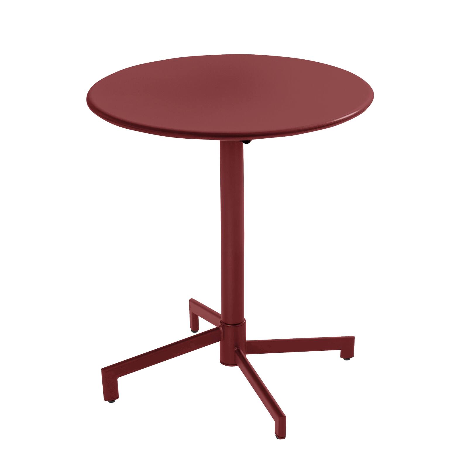 Table de jardin bistrot ronde inclinable en métal avec pied encastrable Ø70 cm et 2 chaises avec accoudoirs