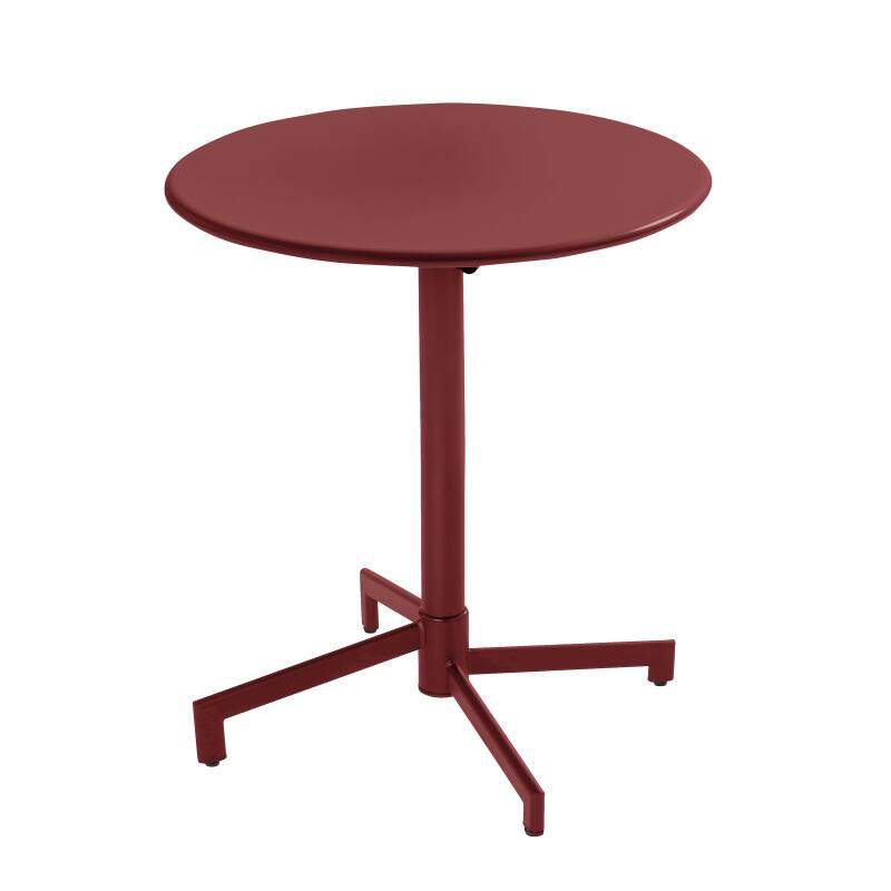 Table de jardin bistrot ronde inclinable en métal avec pied encastrable Ø70 cm et 2 chaises avec accoudoirs