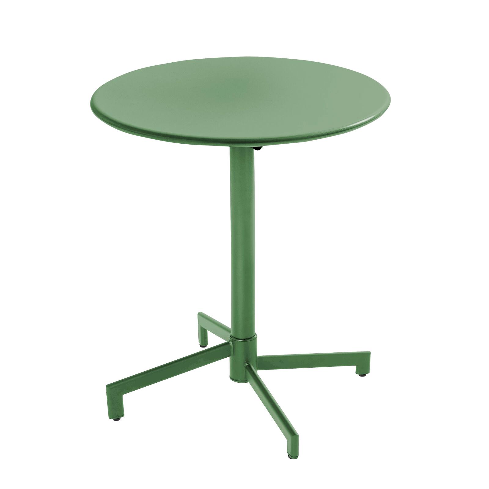 Table de jardin bistrot ronde inclinable en métal avec pied encastrable Ø70 cm et 2 chaises avec accoudoirs