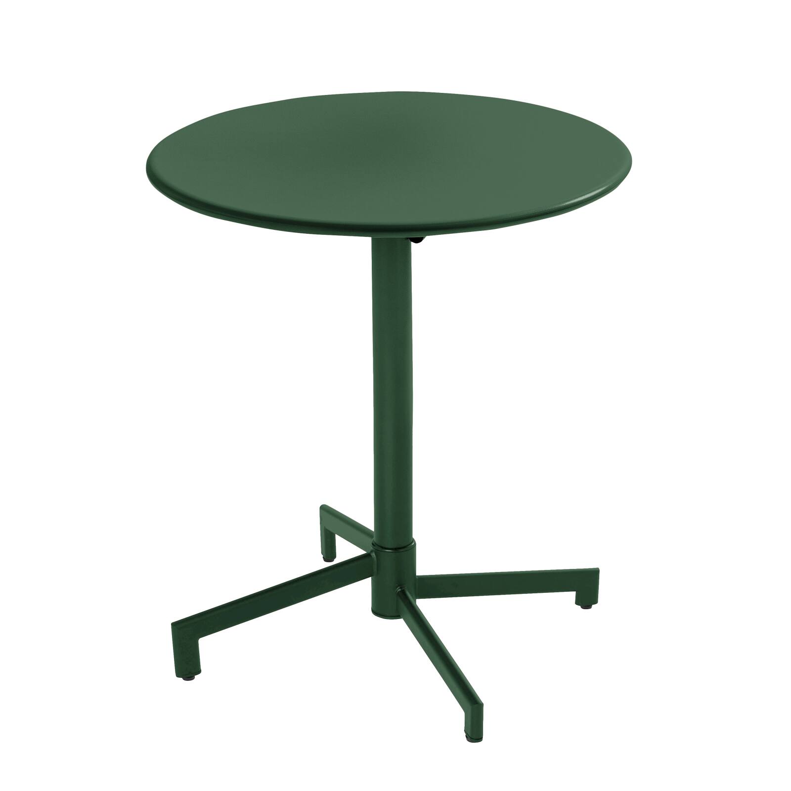 Table de jardin bistrot ronde inclinable en métal avec pied encastrable Ø70 cm et 2 chaises avec accoudoirs