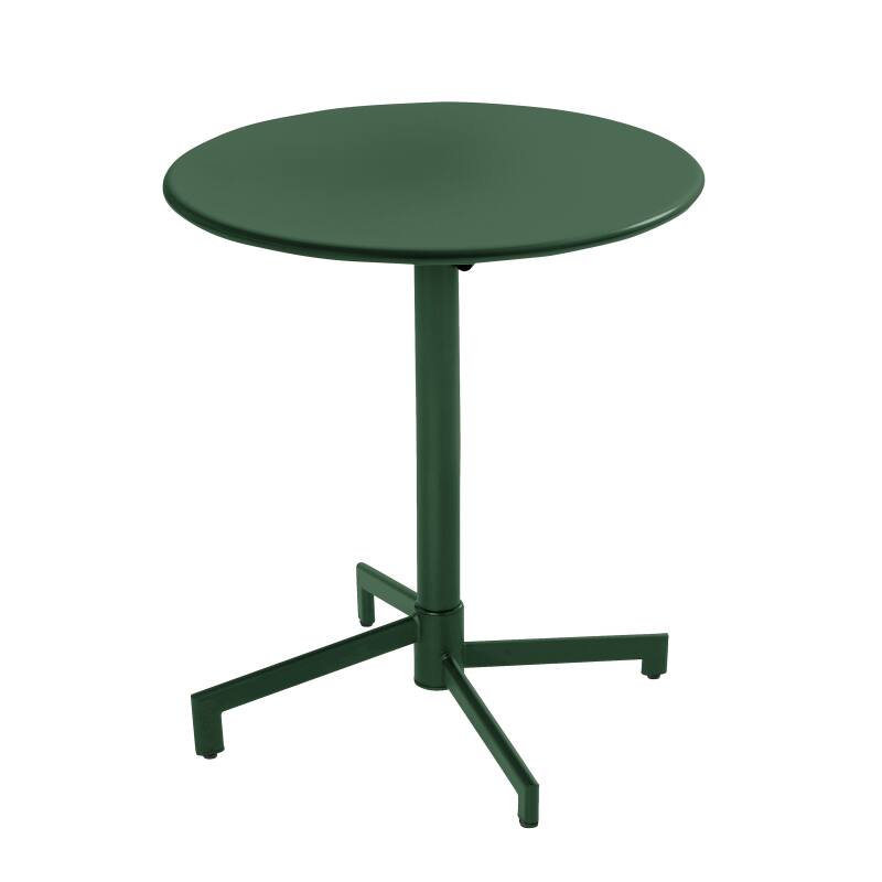 Table de jardin bistrot ronde inclinable en métal avec pied encastrable Ø70 cm et 2 chaises avec accoudoirs (2/8)