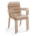 Table de jardin bistrot ronde inclinable en métal avec pied encastrable Ø70 cm et 2 chaises avec accoudoirs