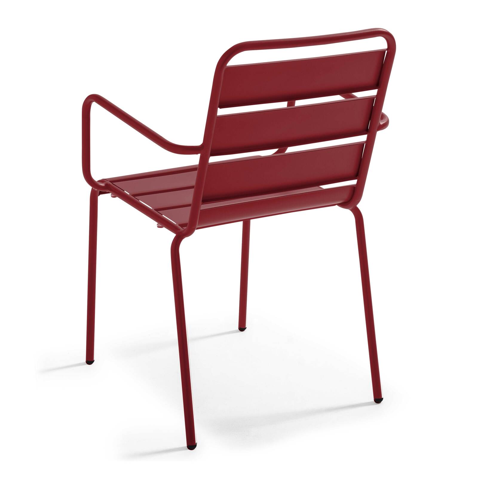 Table de jardin bistrot ronde inclinable en métal avec pied encastrable Ø70 cm et 2 chaises avec accoudoirs