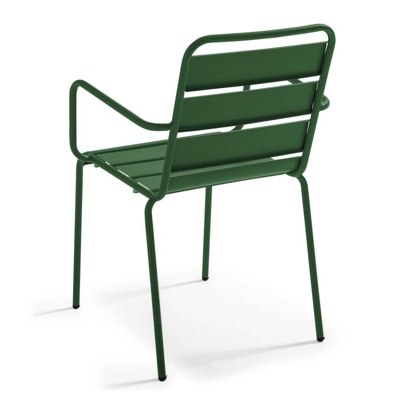 Table de jardin bistrot ronde inclinable en métal avec pied encastrable Ø70 cm et 2 chaises avec accoudoirs (7/8)