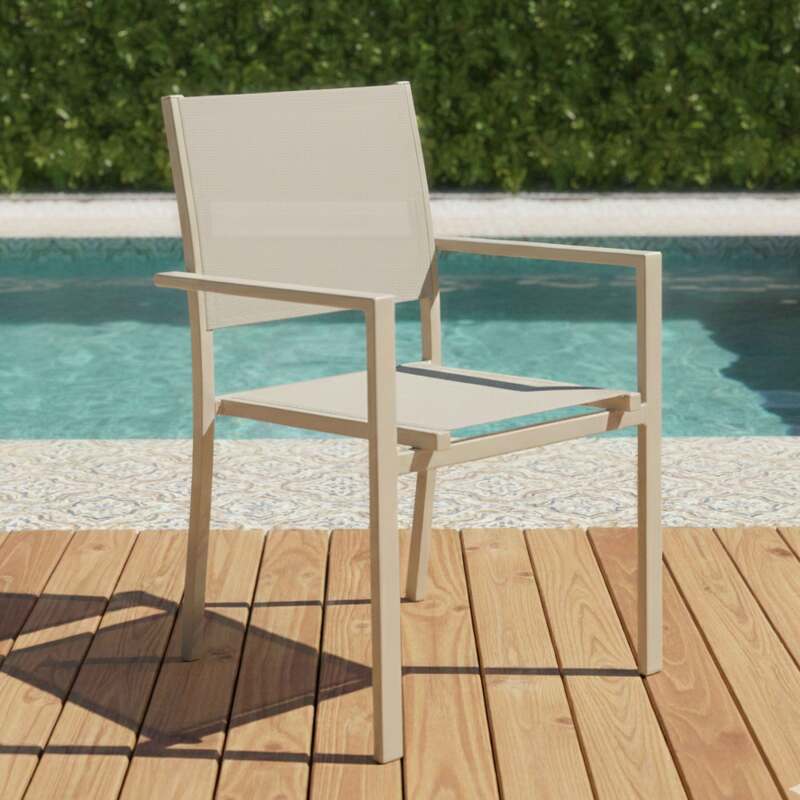 Chaise de jardin en aluminium et textilène avec accoudoirs