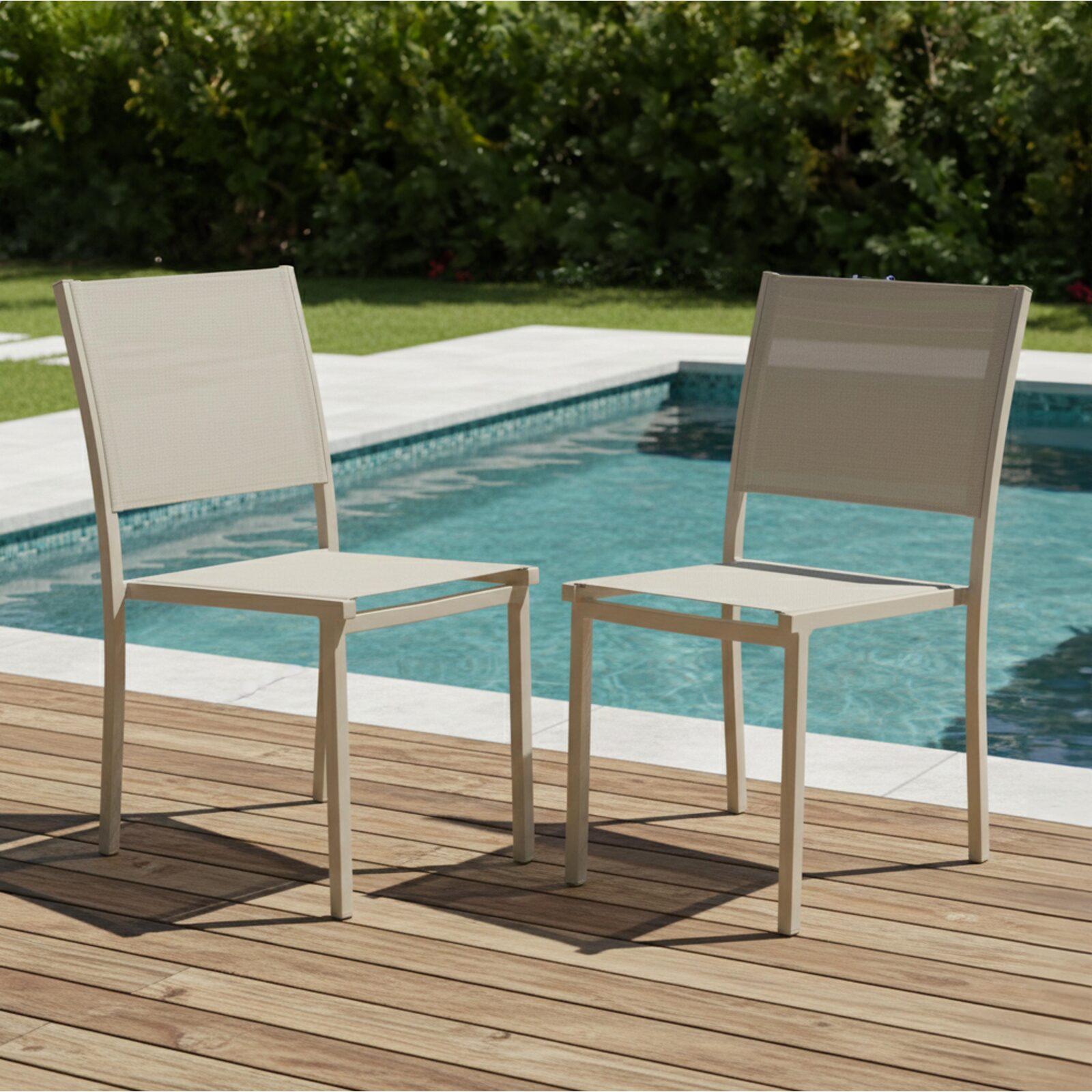 Chaises de jardin en aluminium et textilène - Lot de 2