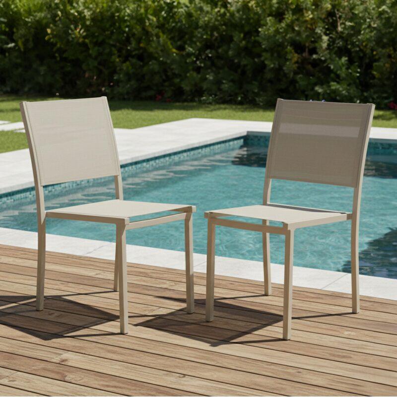 Chaises de jardin en aluminium et textilène - Lot de 2