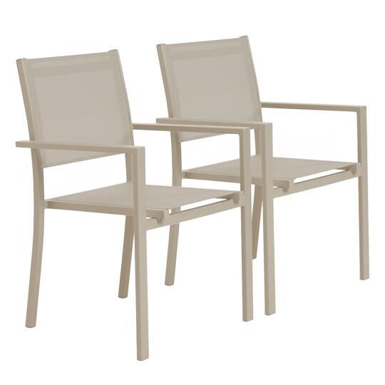 Chaises de jardin en aluminium et textilène  avec accoudoirs - Lot de 2 | Oviala