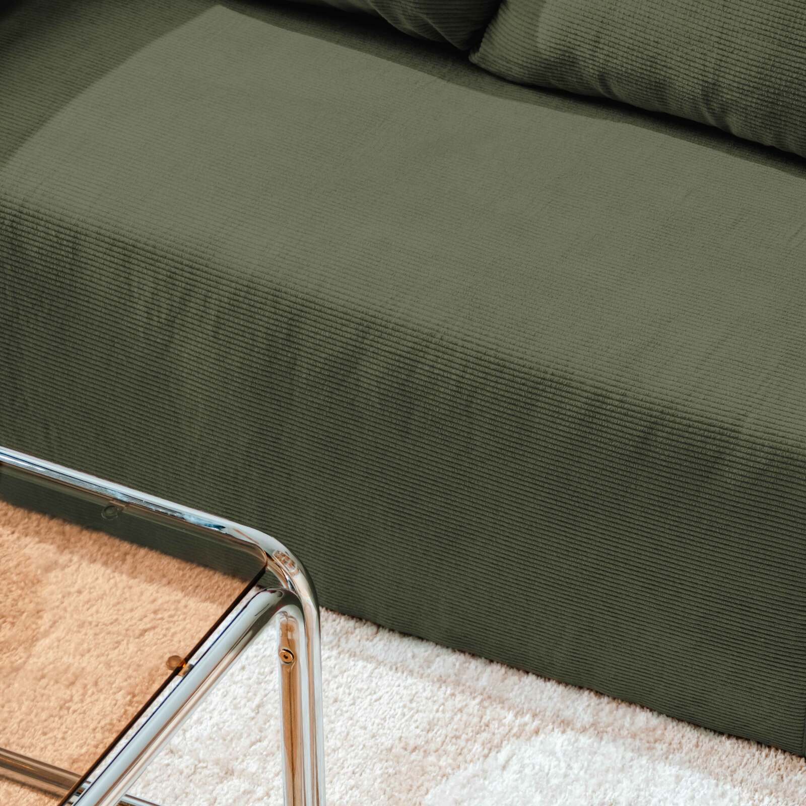 Canapé 3 places en tissu côtelé avec coussins