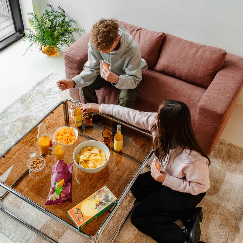 Canapé 2 places en tissu côtelé avec coussins (6/7)