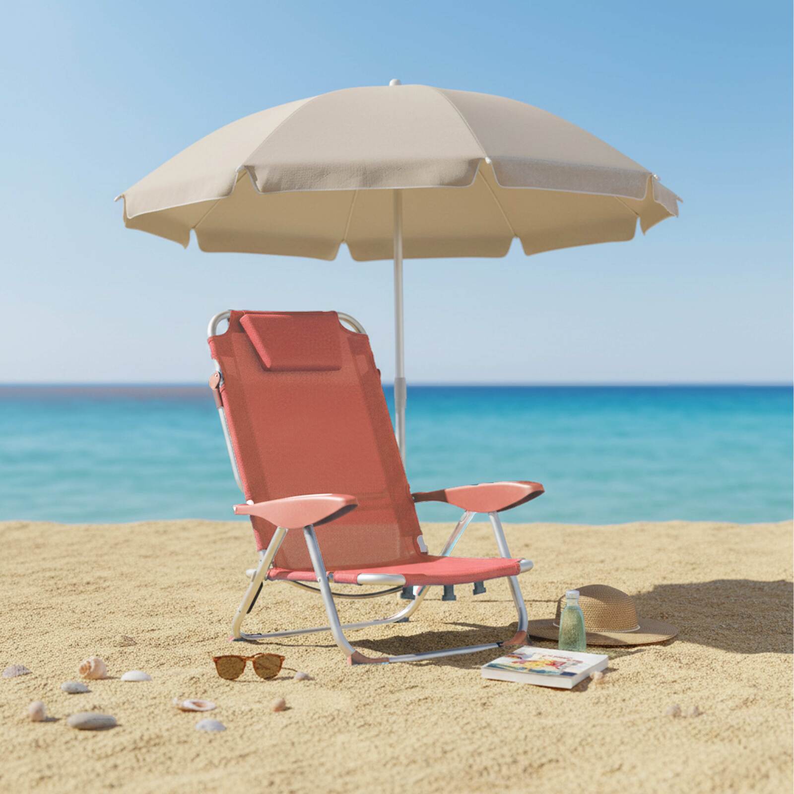 Chaise de plage pliante inclinable 4 positions