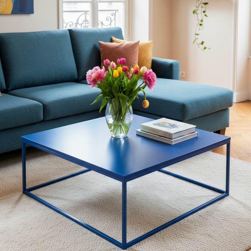 Table basse en métal carrée 90x90 cm (5/8)