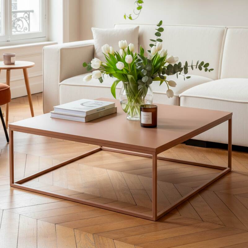 Table basse en métal carrée 90x90 cm (7/8)