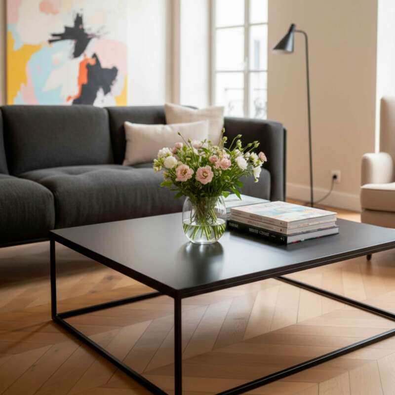 Table basse en métal carrée 90x90 cm (2/7)