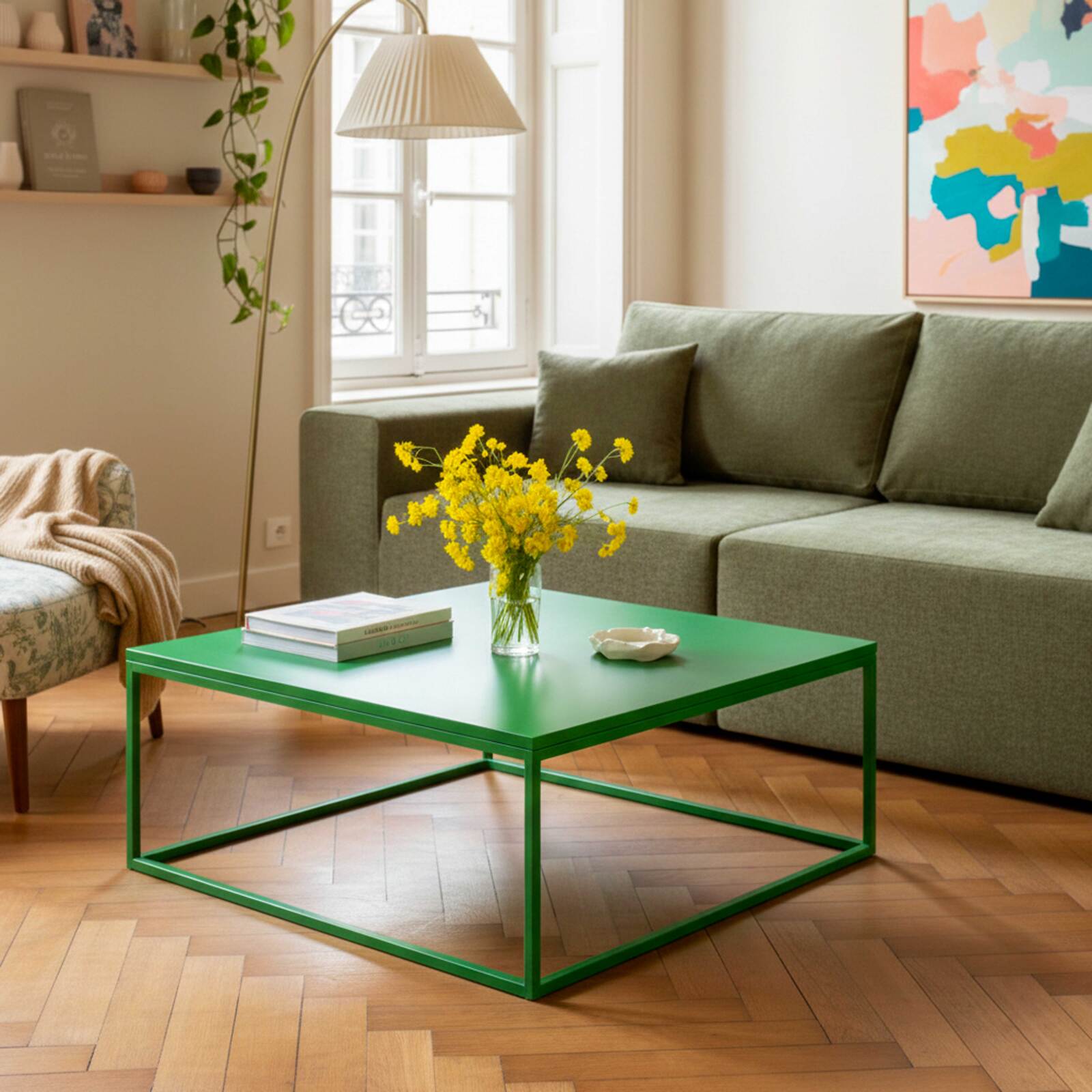 Table basse en métal carrée 90x90 cm