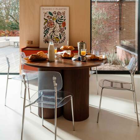 Table à manger ronde effet bois 4 personnes