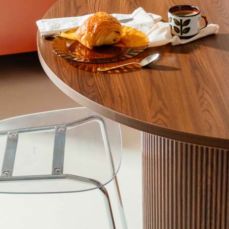 Table à manger ronde effet bois 4 personnes (3/7)