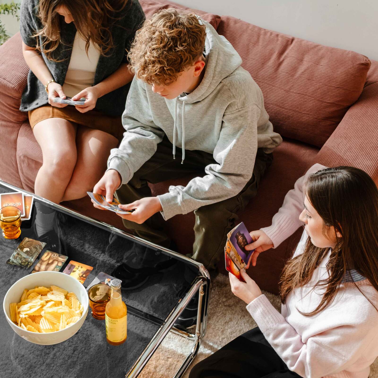Table basse en verre trempé carrée 90x90 cm 