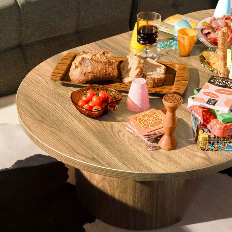 Table basse effet bois ovale 120x70x35 cm    (5/7)