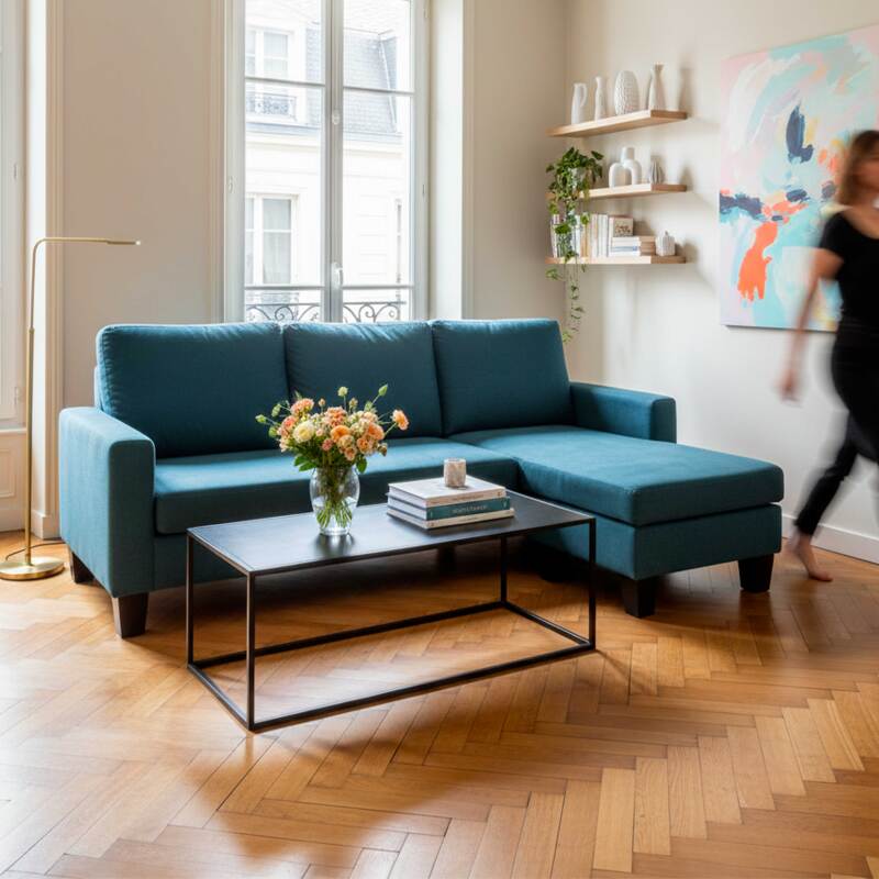 Canapé d'angle 3 places en tissu avec méridienne droite (6/7)