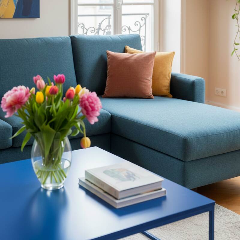 Canapé d'angle 3 places en tissu avec méridienne droite (2/7)