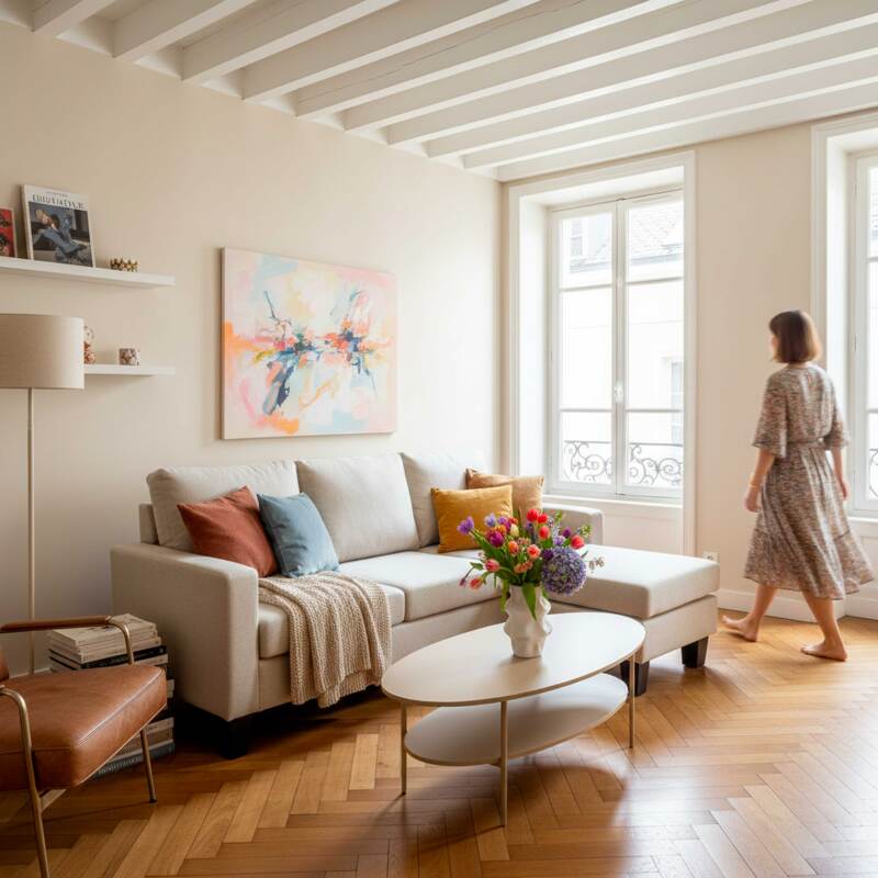 Canapé d'angle 3 places en tissu avec méridienne droite (2/7)